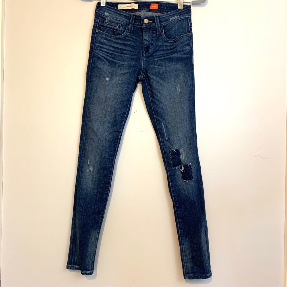 Anthro Pilcro Distressed Patched Skinny Jean 25x28